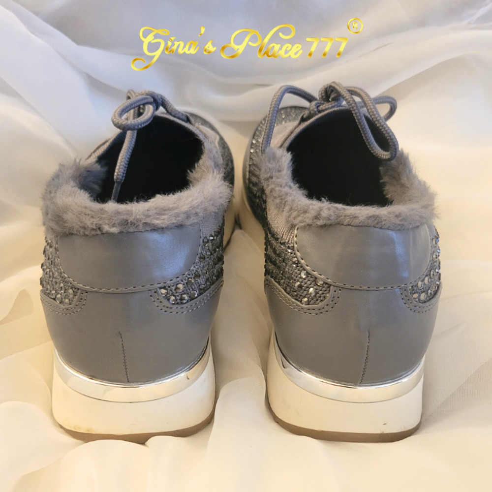 Kenneth Cole Reaction Cari Cozy Faux Fur Jewel Jogger Sneaker Gray Size 9 - Picture 10 of 15